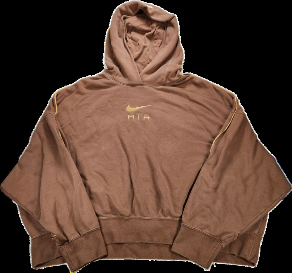 Women's Nike Air Hoodie Brown XL Cropped Baggy Pullover Fleece Center Logo